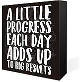 Inspirational Quotes Box Sign, Positive Saying Motivational Decor - Wood Sign for Desk, 5 x 5 Inches