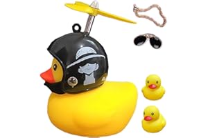 ACEDOAMARE Duck Bike Bell, Cute Rubber Yellow Duck Bicycle Accessories with LED Light Propeller Helmet Squeeze Horns for Cycling Motorcycle Handlebar Bicycle