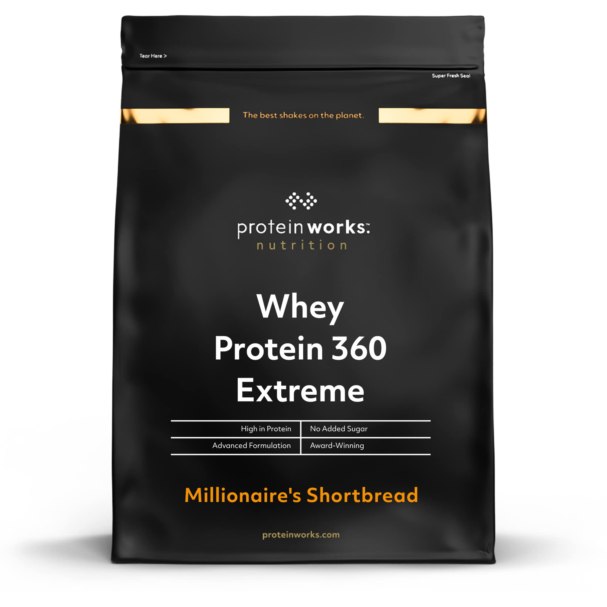 Protein Works - Whey Protein 360 | Premium Whey Shake | Whey Protein Powder Blend | No Added Sugar Protein Shake | 80 Servings | Millionaire's Shortbread | 2.4kg