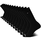 Tommy Hilfiger Mens Crew Socks - 12 Pack Cotton Blend Cushioned Athletic Performance Crew Length Running Socks for Men