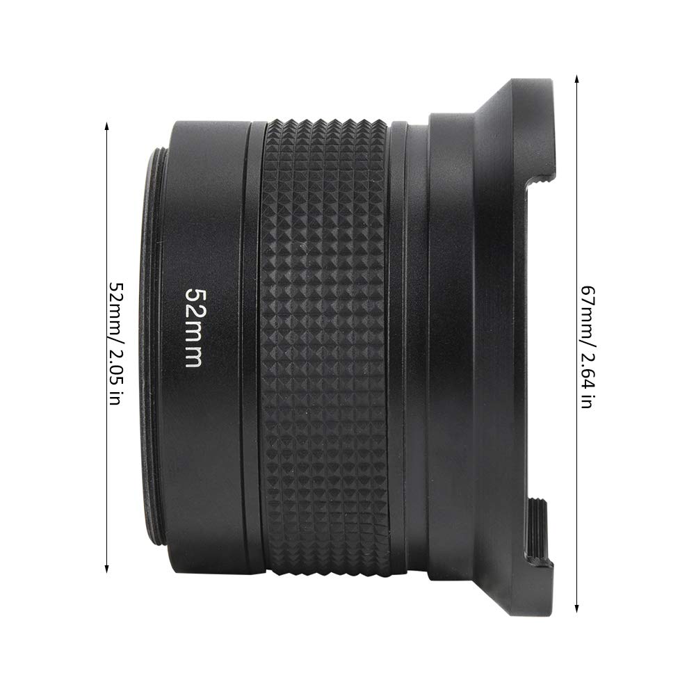 52mm Universal Fish Eye Lens, 0.35X Wide-Angle Lens with Lens Caps Storage Pouch, Photo Professional HD Wide Angle Lens for SLR DSLR