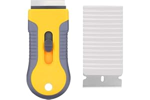 Cleaning Razor Scraper for Glass with 15 pcs Extra Blades, Razor Blade Scraper, Razor Blade Retractable for Removing Labels, 