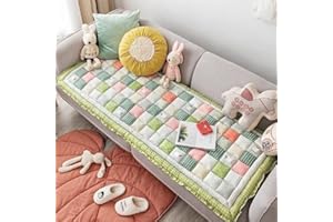 Yoovat Funny Couch Cover Magic Sofa Cover Garden Cotton Protective Couch Cover Plaid Cream-Coloured Large Plaid Square Pet Mat Bed Couch Cover (Square Lattice Light green,70x150 cm/27.6x59.06 in)
