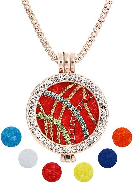 YONYou Essential Oil Necklace Diffuser Volleyball Pendant Locket Aromatherapy Diffuser Jewelry, Perfume Album Box Necklace with 1 pcs Chains & 6 Pads