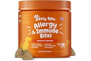 Zesty Paws Dog Allergy Relief Chews, Dog Probiotics for Itchy Skin and Ears, Lamb, 90ct