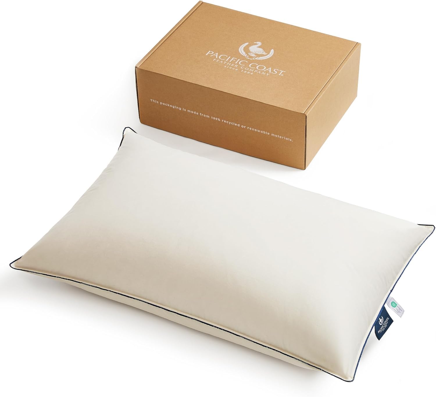 Photo 1 of Pacific Coast Down Pillow, Luxury Hotel Collection Bed Pillow for Sleeping, King Size of 1, 100% Organic Cotton Shell, 650 Fill Power, Soft Pillows, Suit for Stomach Sleepers