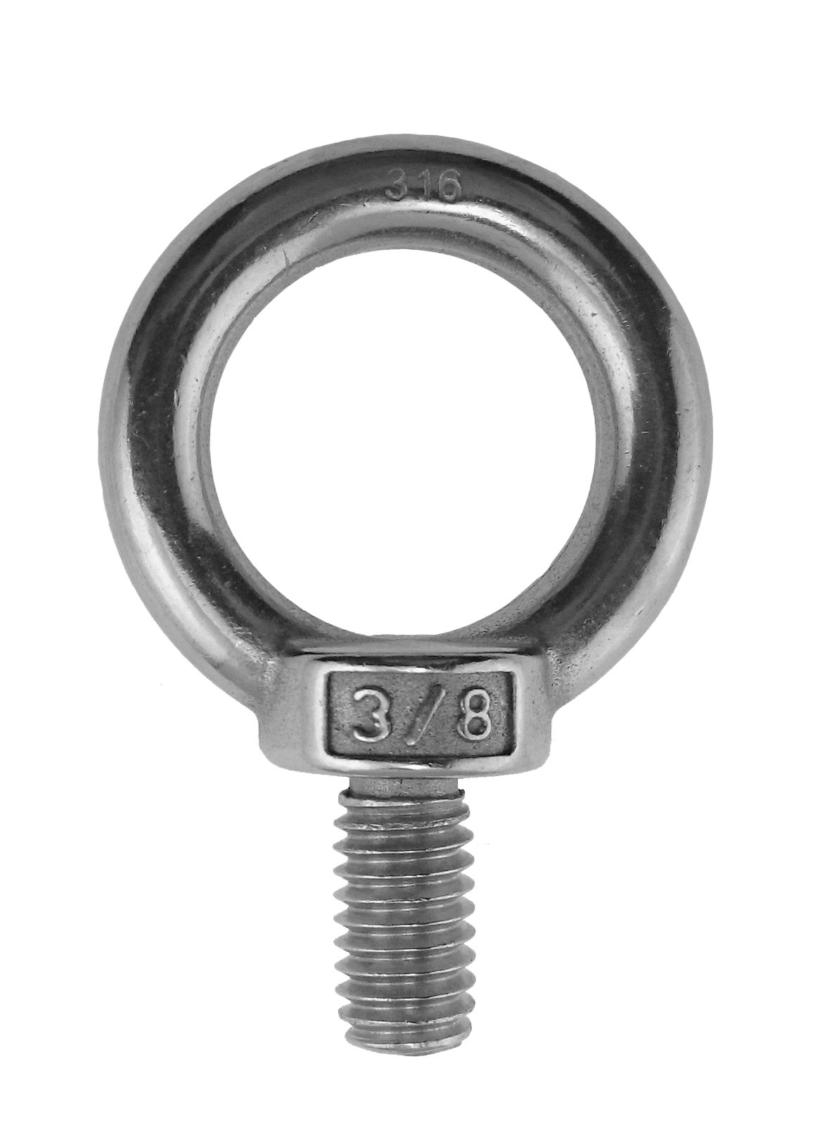 Stainless Steel 316 3/8" Lifting Eye Bolt 3/8" UNC Marine Grade Pitch of 16