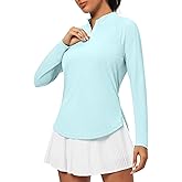 Heathyoga Long Sleeve Workout Tops for Women Golf Shirt UPF 50+ Swim Shirts for Woman UV Sun Protection Quarter Zip Pullover