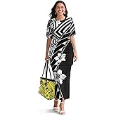 Hdjxbdhsv Puletasi Samoan Traditional 2 Piece Outfits for Women Short Sleeve Crop Top and Maxi Skirt Sets Puletasi Dress