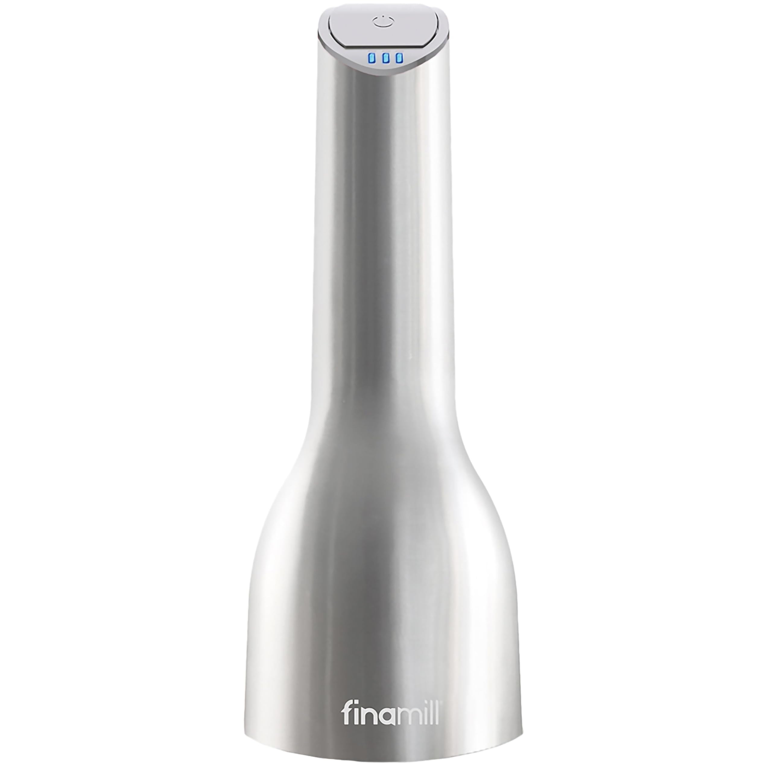 FinaMill USB Rechargeable Pepper Mill & Spice Grinder | Adjustable Coarseness, Ceramic Grinding Elements, One Touch Operation with LED Light | Includes 2 Quick-Change PRO Plus Pods | Stainless Steel