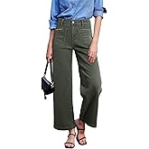 Sidefeel Women's Wide Leg Jeans High Waisted Stretchy Jeans Straight Leg Loose Fit Zimbaplatinum Ankle Denim Pants