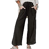 Hixiaohe Women's Casual Wide Leg Sweatpants High Waist Baggy Acid Wash Pants Drawstring Athletic Palazzo Pants with Pockets