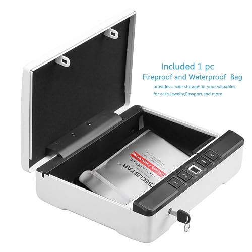SECUSTAR XL2 Biometric Gun Safe For 2 Pistols - Fireproof, Waterproof, With Fingerprint & Keypad - Nightstand & Travel