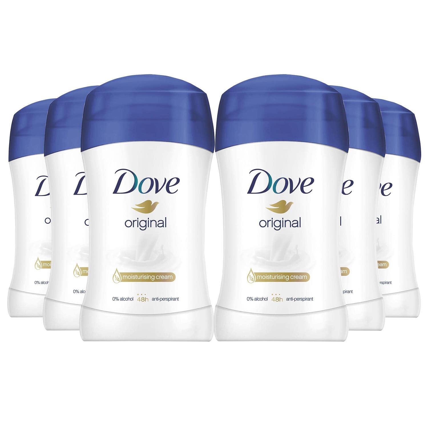 Dove Original Antiperspirant Deodorant Stick 40ml Bundle — Grooming Essentials and Hygiene Body Care for Men and Women — Pack of 6