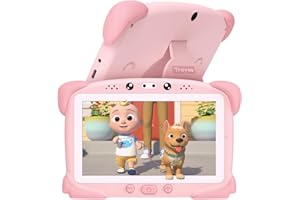 TRAYOO Kids Tablet 7IN 32GB Tablet for Kids Toddler with Shockproof Case, Bluetooth, WiFi, Google, Netflix, YouTube, Parental Control, Education App Pre-Installed (Pink)