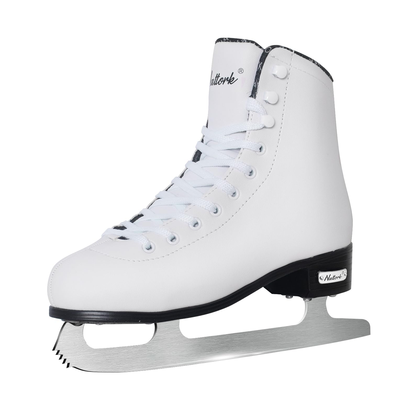 Photo 1 of Nattork White Figure Skates Excellence Stainless Steel Blades Ice Figure Skating with Enhanced Support Strength Performance and Ultimate Comfort for Boys and Girls