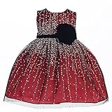 Crayon Kids Baby Girls Red Velvet Flower Sash Sequin Christmas Dress 6-24M