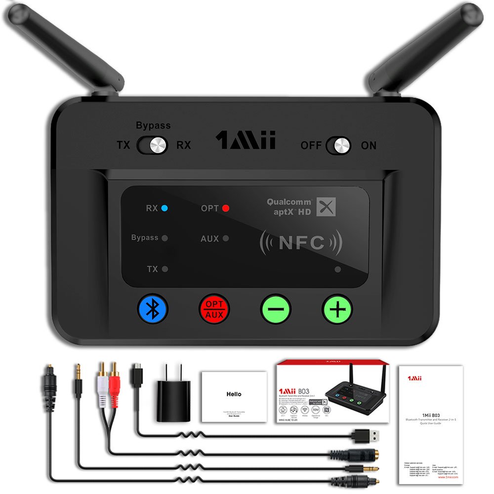 1Mii 230ft LONG RANGE Bluetooth Transmitter Receiver Audio Adapter