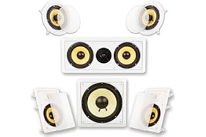 Acoustic Audio by Goldwood HD516 In-Wall/Ceiling Home Theater Surround 5.1 Speaker System, 6.5-Inch, White