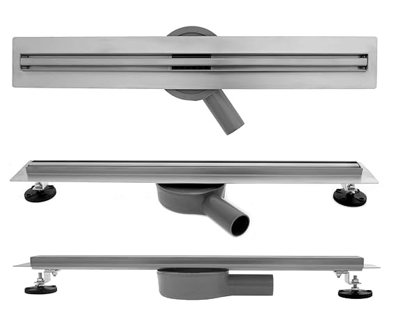 VBChome Duschrinne 100 cm Mega SLIM Bodenablauf Siphon mit Geruchsstop Größen 60cm - 100cm Ablaufrinne für Badezimmer Duschab