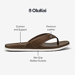OLUKAI Olali Men's Leather Sandals, Versatile