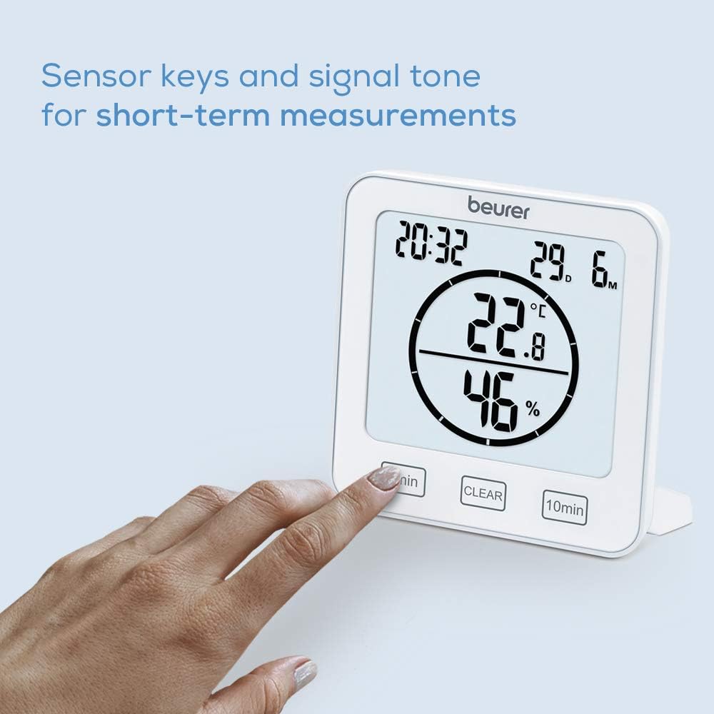 Beurer HM 22 Thermo-Hygrometer Room Climate Control Temperature and Relative Humidity Measurement with Timer and Beep, White - Image 5