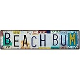 ERLOOD Beachbum Vintage Retro Metal Tin Sign Street Sign Home Beach Funny Man Cave Wall Decorations Art Decor 16 x 4 Inches