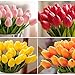 SHINE-CO LIGHTING Artificial Tulips 10Pcs Real Touch Fake Tulips PU Flower Arrangement Bouquets for Home Party Decoration (Red)