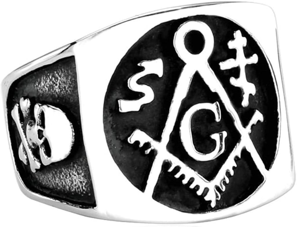 Mens Rings Stainless Steel Masonic Freemasons Titanium Punk Heavy
