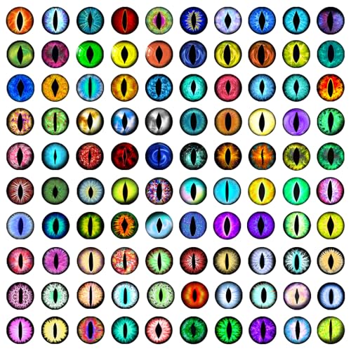 Bcxfbxd 200Pcs 10mm Dragon Eyes Glass Mixed Style Flatback Dome Cat Eyes for Clay Doll Jewelry Making Craft DIY