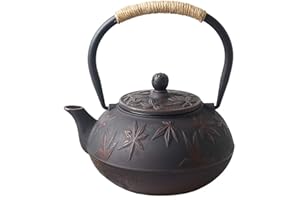 Sharemee - Red Maple Leaf Cast Iron Teapot Japanese Tetsubin Tea Set with a Stainless Steel Infuser for Leaf Loose Tea and Bl