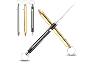 PHOWEDAER Metal toothpick,Pocket Metal Toothpicks Reusable with Stainless Steel Toothpick Holder Keychain Telescopic Toothpick (3 Pieces)