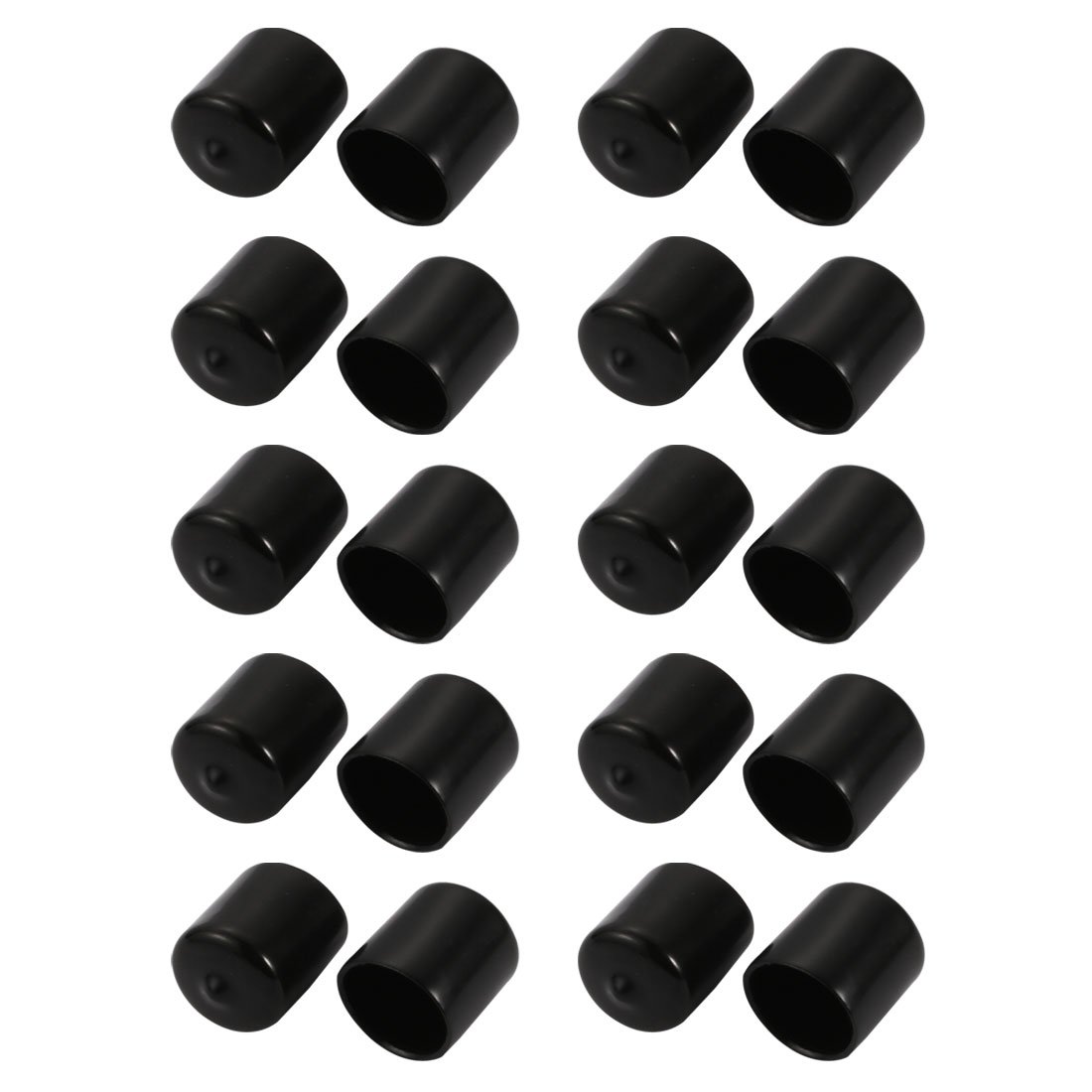 sourcingmap 20Pcs 21mm Inner Dia PVC Flexible Vinyl End Cap Screw Protector Cover Black