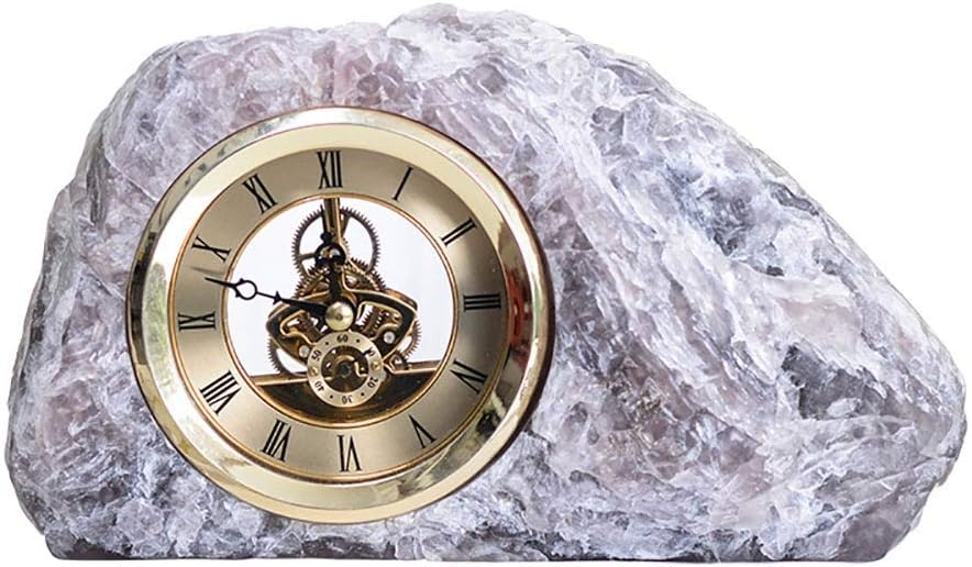 FMOGE Mantel Clock Amethyst Fireplace Clocks Roman Numeral Dial Desk