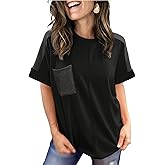SHEWIN Women's Summer Tops Short Sleeve T-Shirts Crew Neck Casual Solid Basic Tees 2026 Clothes