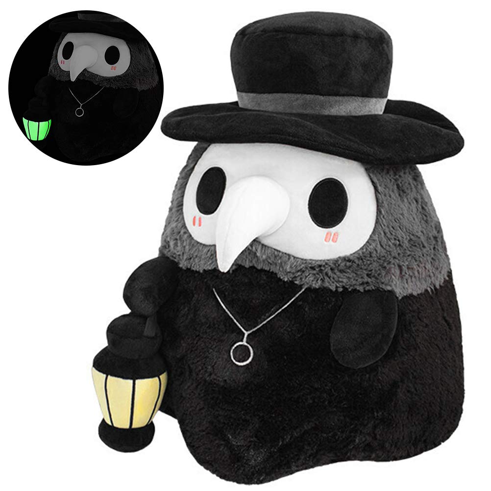 TAIPPAN Plague Doctor Plush Toy, Soft Squishable Luminous Plush Doll for Easter & Halloween Decoration, Black