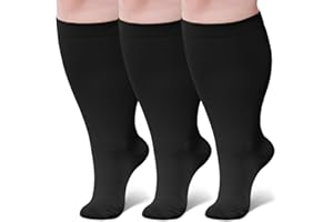 BODALA Wide Calf Compression Socks: Plus Size Compression Stockings for Men Women - Extra Large 20-30 mmHg Compression Hose Support for Travel Nurses Running Pregnancy 3 Pairs