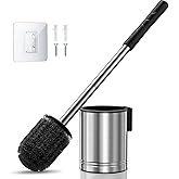 HAMITOR Toilet Brush and Holder Set: Bathroom Wall-Mounted Stainless Steel Toilet Bowl Cleaner Brush – Durable and Space-Savi
