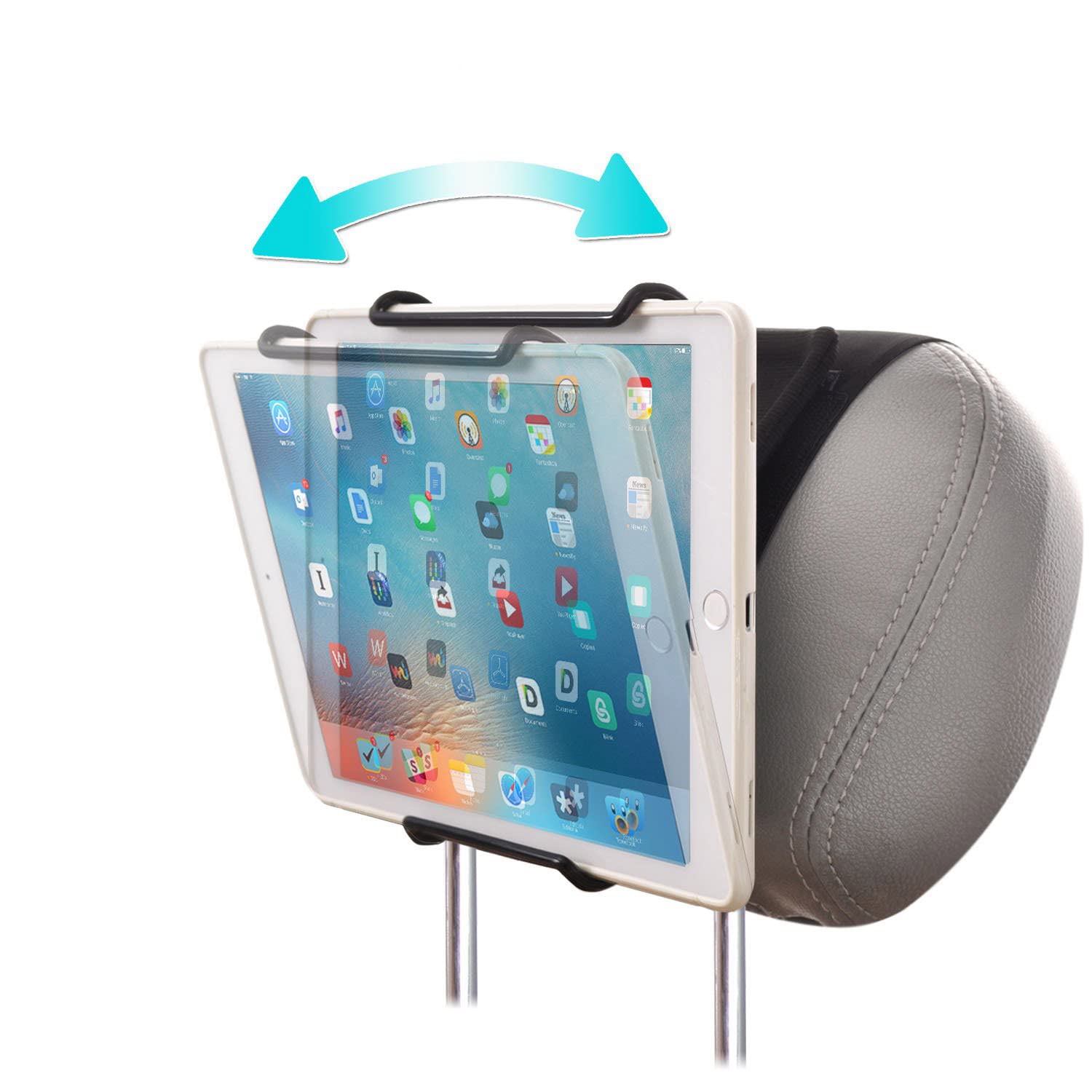 WANPOOL Universal Car Headrest Mount Holder with Angle-Adjustable Clamp - for Use with iPads, Samsung Tablets and More