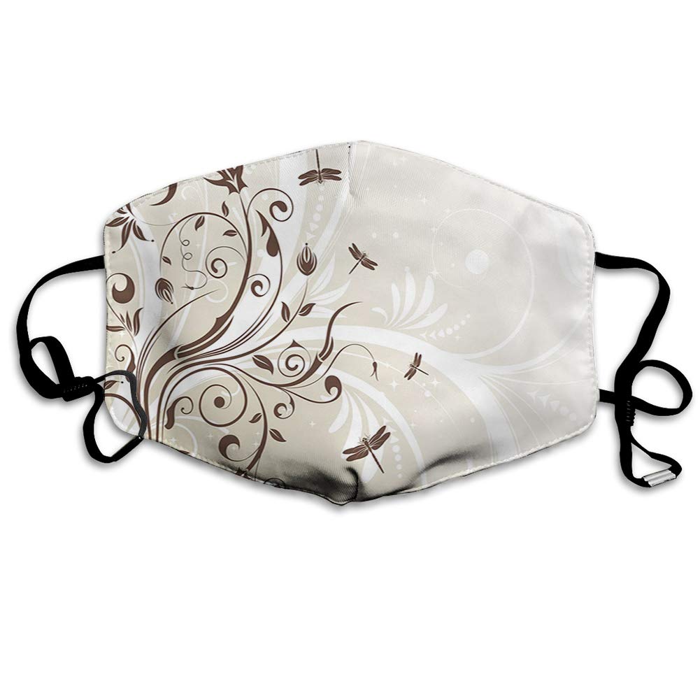 Comfortable Printed mask, Seasonal Flourishing Flower Petals Swirled Branches Artistic Beauty Design,Windproof Facial decorations for man and woman