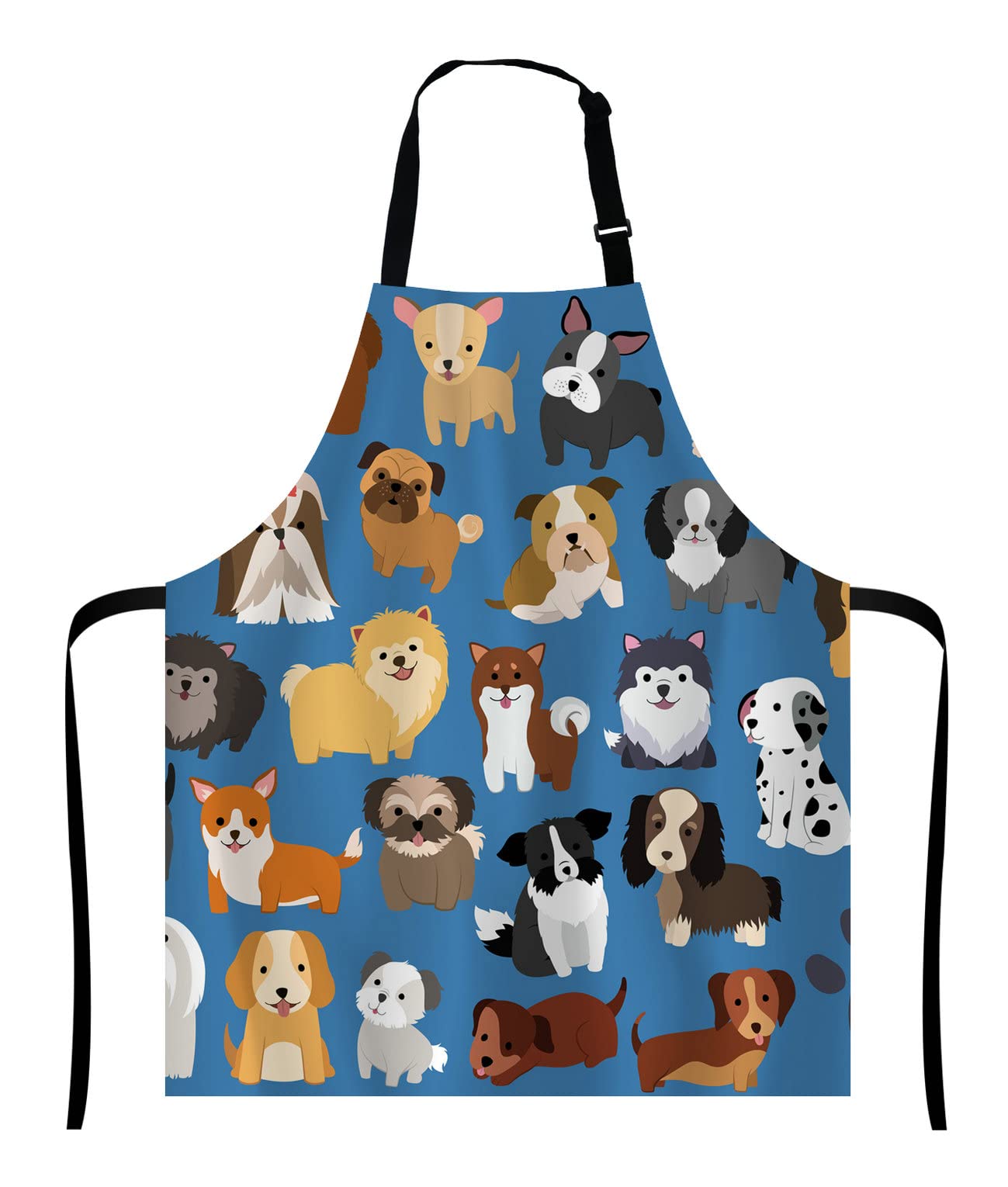 Wasach Unisex-Adults Apron, Multicolour Cartoon Bib, 27 X 31 Inch, Polyester Blend, Adjustable Neck Strap, 3 Pockets, Ideal for Home & Business — image 1