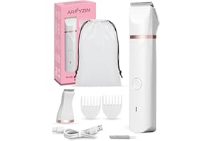 AREYZIN Bikini Trimmer Pubic Hair Trimmer for Women Legs Bikini Line Armpit Rechargeable Electric Shaver for Women Hair Removal with Snap-in Ceramic Blades IP7X Waterproof, White