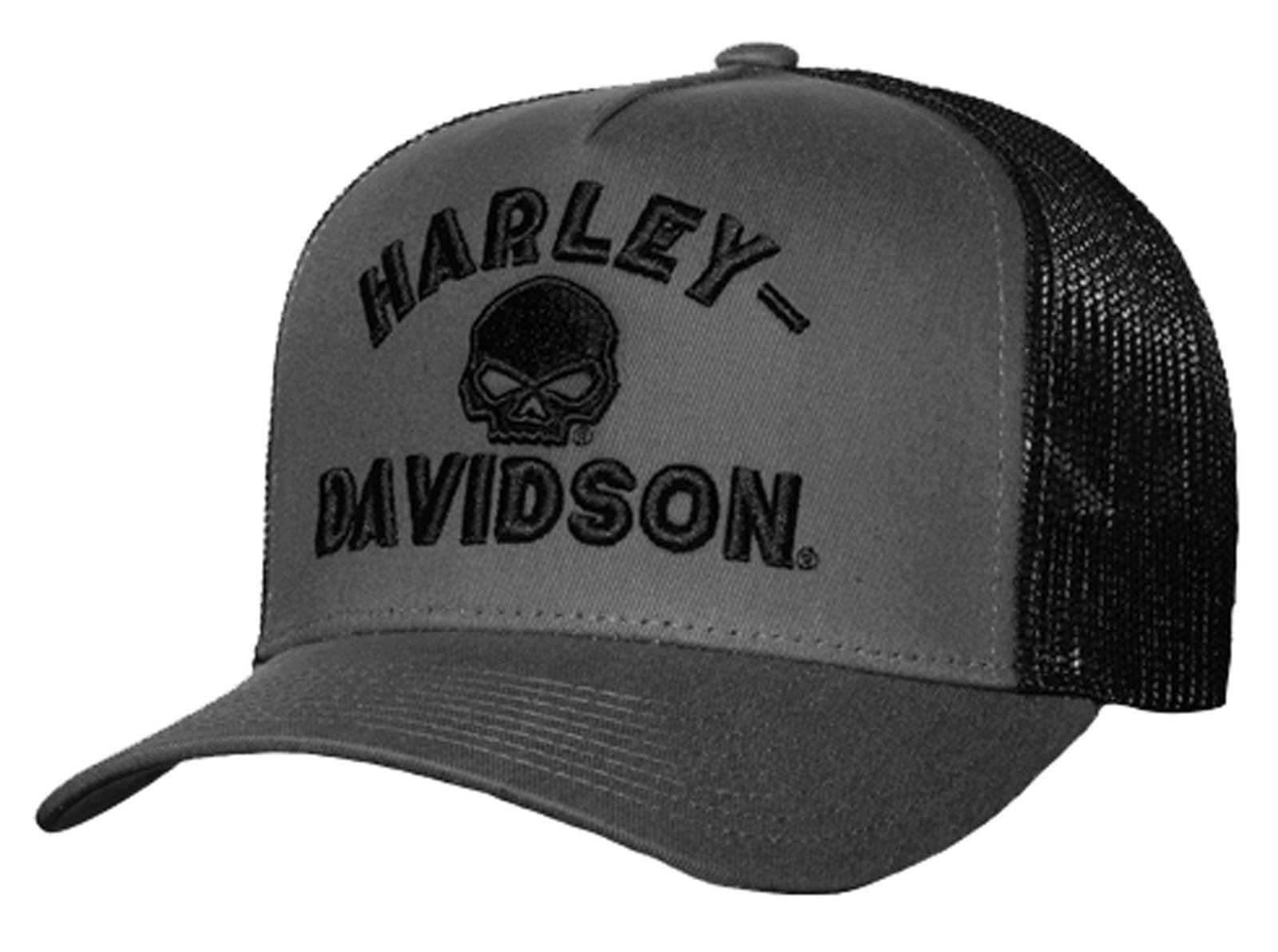 Harley-Davidson Men's Gate Arch Adjustable Mesh Trucker Hat - Gray | Official HD Snapback