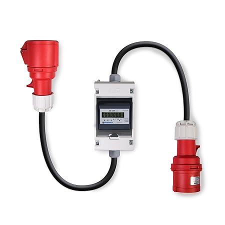 Swissnox Digital Stromzähler Zwischenstecker Box 400V / 32A CEE-Stecker Und Kupplung. Wattmeter Energiezähler Zwischenzähler 