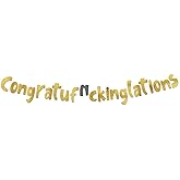 Congratulations Gold Glitter Banner - Retirement and Graduation Party Favors and Supplies - Promotion Party Decorations