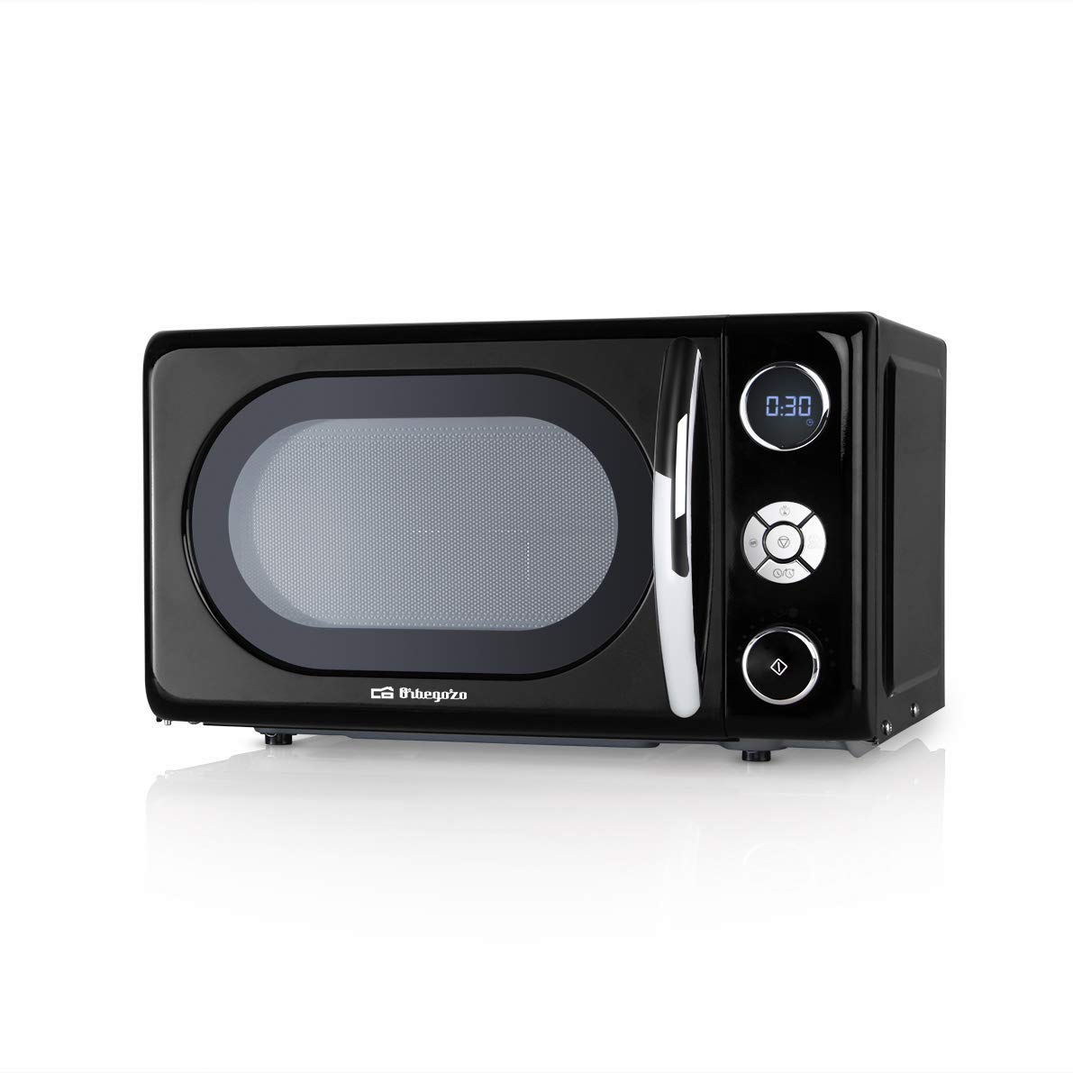 Orbegozo MIG 2044 Microwave with Grill, 20-Litre Capacity, 10 Power Levels, 8 Preconfigured Automatic Menus, Multi-Function Cooking System, Digital LED Display, 700 W, Steel, Black