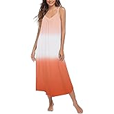 Ekouaer Womens Sleeveless Nightgown Full Slip Nightshirt Print Nightwear Full Length Loungewear Soft Nightdress