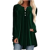 Velvet Tunic Tops for Women Fashion Button Down V Neck Shirts Plus Size Pleated Casual Velour Blouses Party Outfits
