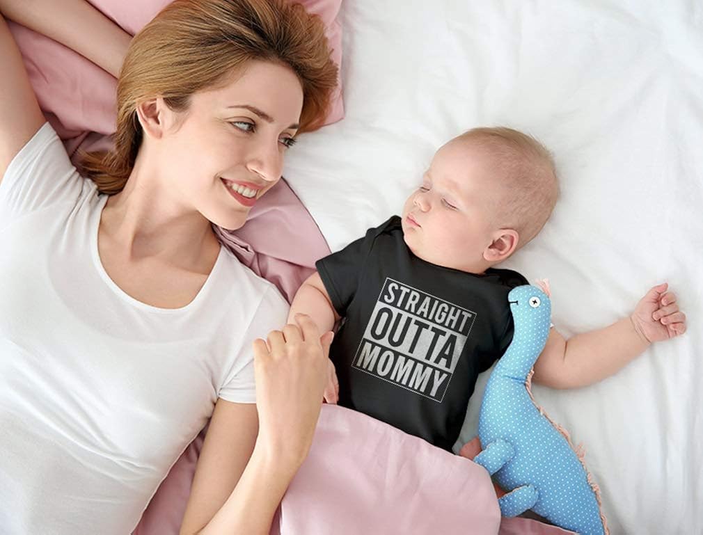 Tstars Straight Outta Mommy Infant Gift for New Mom Funny Cute Unisex Baby Bodysuit: Clothing