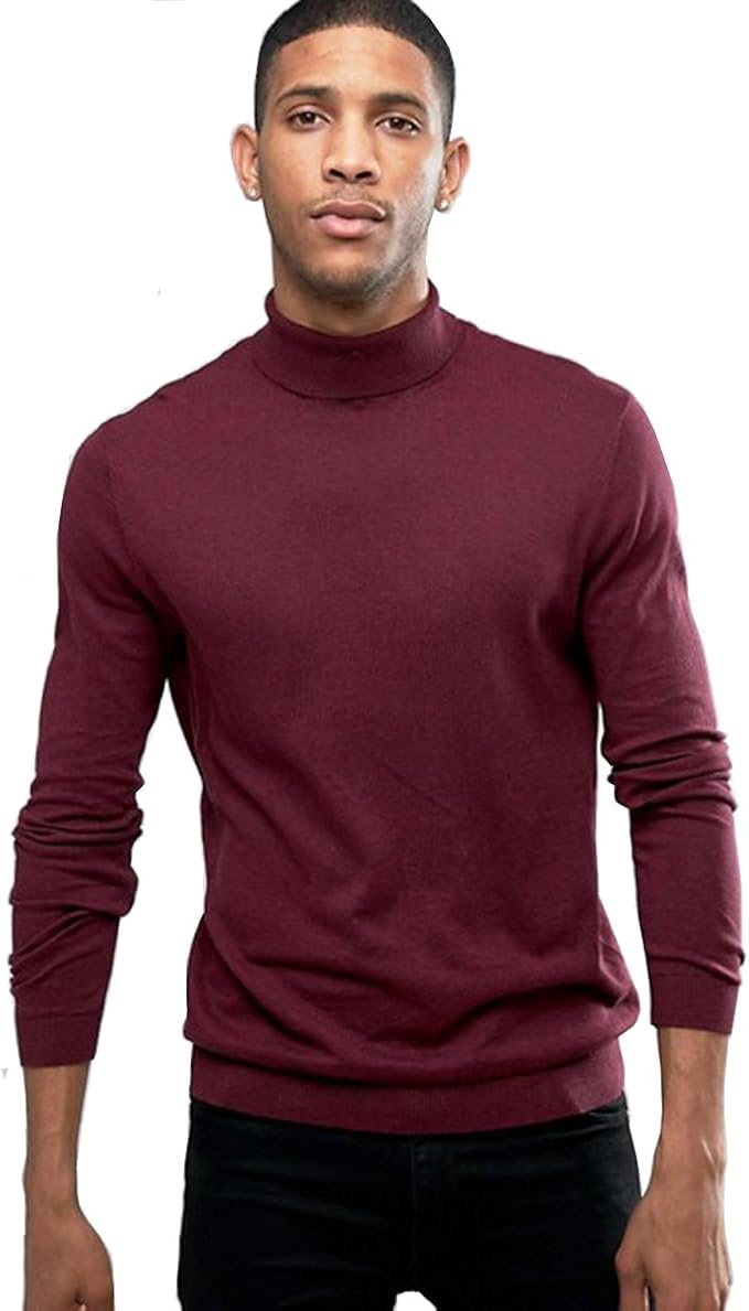 Men's Roll Neck Soft Cotton LongSleeve Tops Amazon.ca Clothing